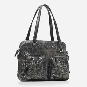 Mz Wallace RARE Black Mineral pebble metallic Leather Roxy